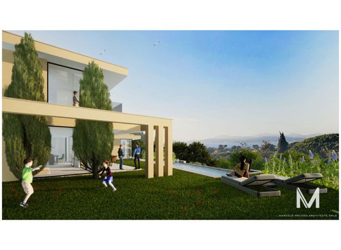 Terrain à vendre de 1 463 m² avec vue mer et permis de construire accepté, situé dans un domaine privé aux Issambres